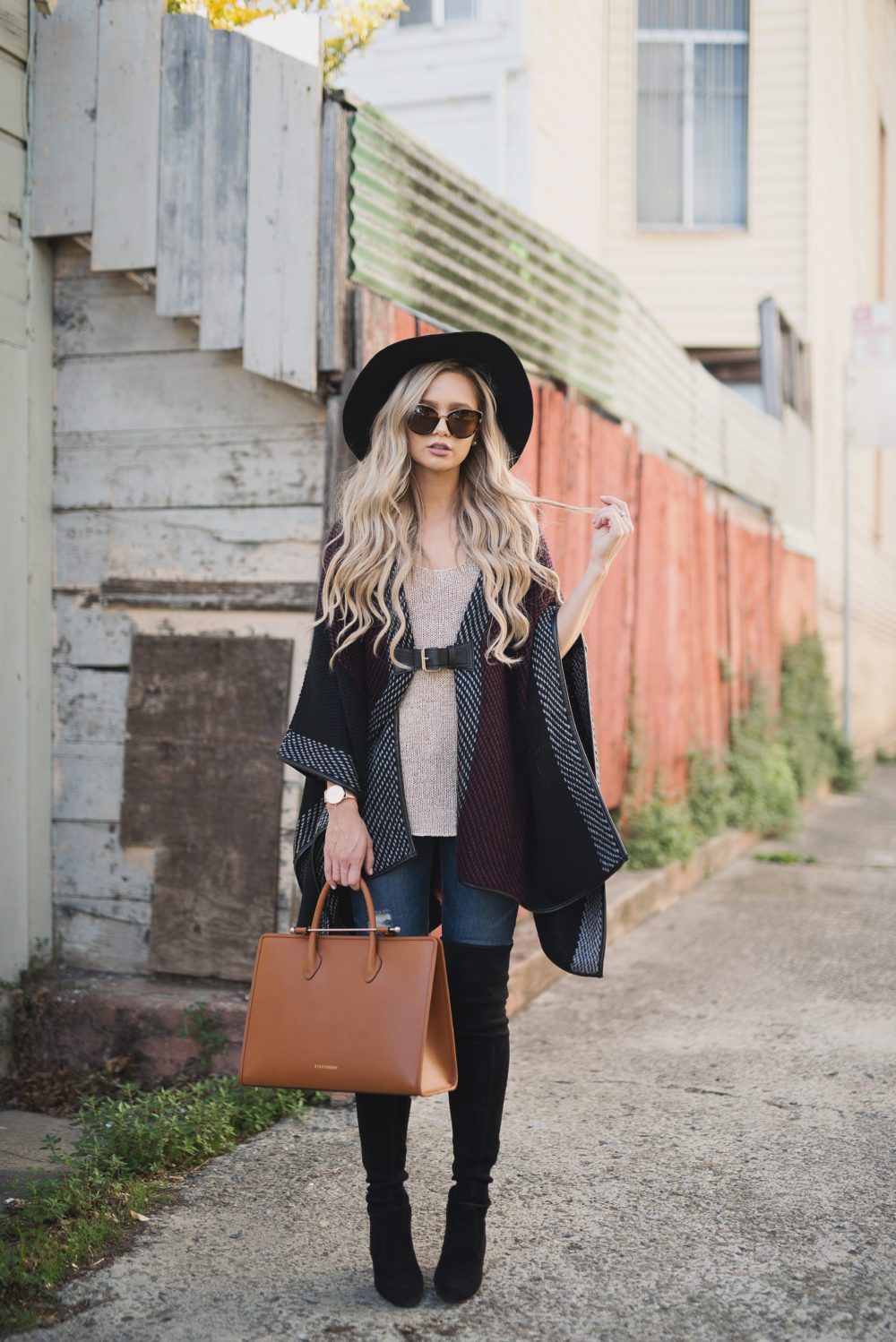 Oversized Buckle Poncho - The City Blonde